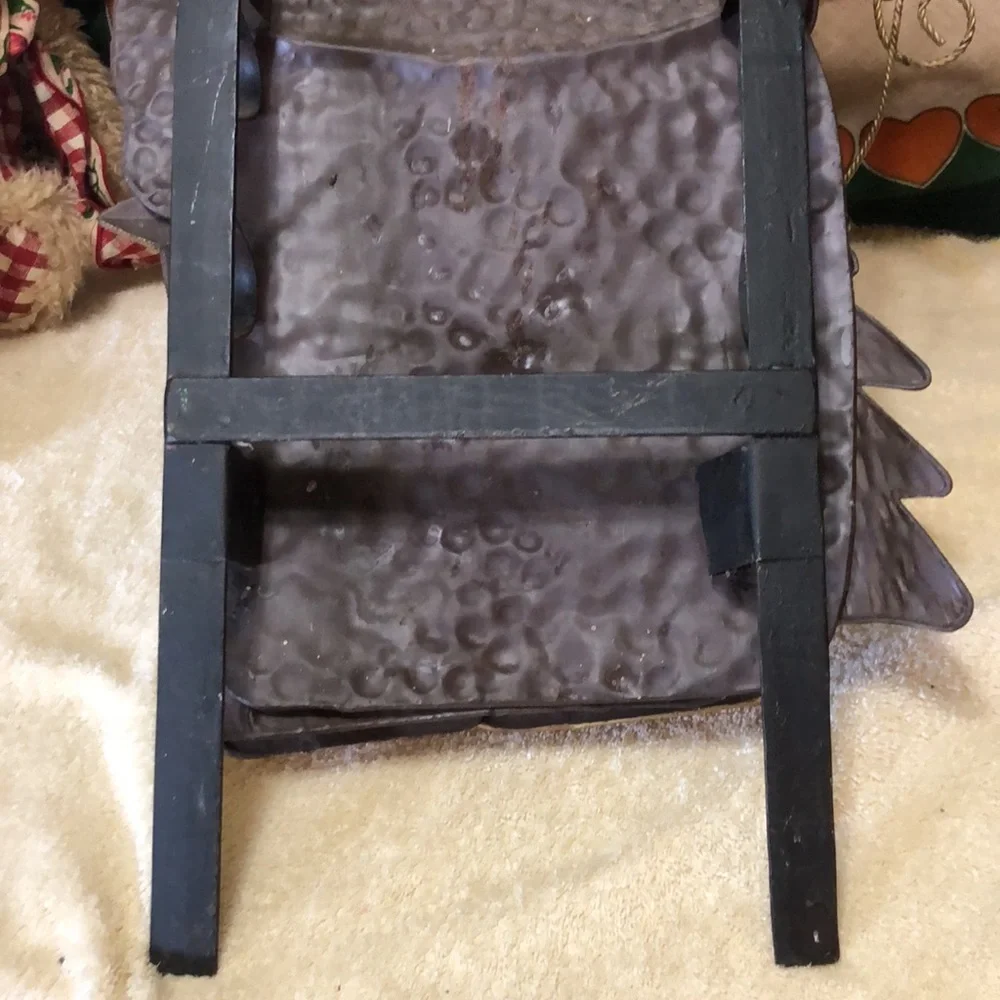 Vintage Metal Merry Christmas Sign Santa & Sleigh Wall Hanging Decor 34 1/2”x16”